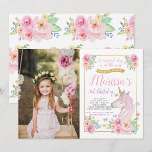 Invitation à l'anniversaire de la licorne avec pho