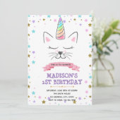 Invitation à l'anniversaire de la licorne de chat (Debout devant)
