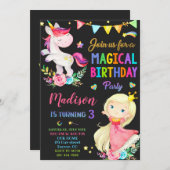 Invitation à l'anniversaire de la licorne et de la (Devant / Derrière)