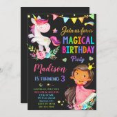Invitation à l'anniversaire de la licorne et de la (Devant / Derrière)