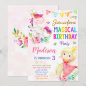 Invitation à l'anniversaire de la licorne et de la (Devant / Derrière)