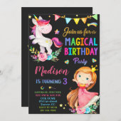 Invitation à l'anniversaire de la licorne et de la (Devant / Derrière)