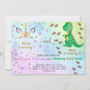 Invitation à l'anniversaire de la licorne et du di