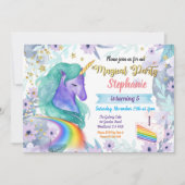 Invitation à l'anniversaire de la licorne. Gâteau  (Devant)