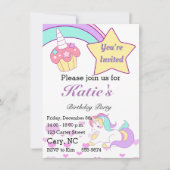 Invitation à l'anniversaire de la licorne magique  (Devant)