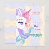 Invitation à l'anniversaire de la licorne modifiab (Devant / Derrière)