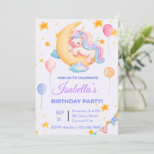 Invitation à l'anniversaire de la licorne modifiab