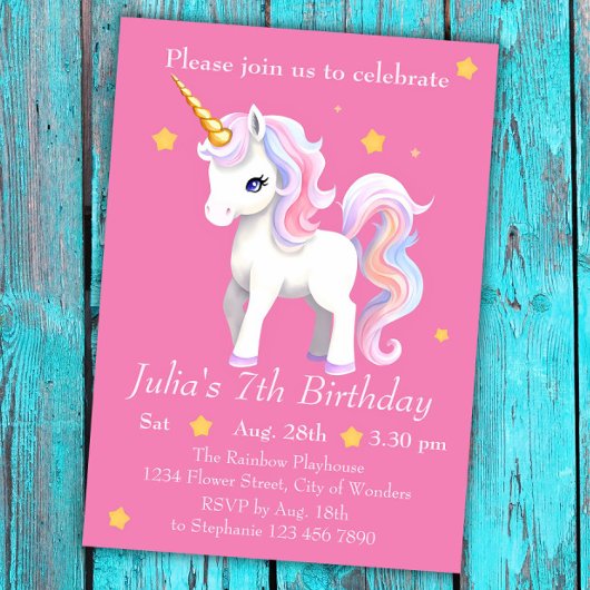 Invitation à l'anniversaire de la licorne - Parti 