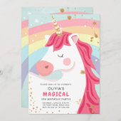 Invitation à l'anniversaire de la Magique Unicorn  (Devant / Derrière)