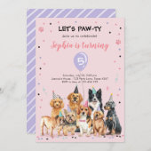 Invitation à l'anniversaire de la marionnette Fête (Devant / Derrière)