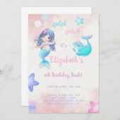 Invitation à l'anniversaire de la mignonne sirène (Devant / Derrière)