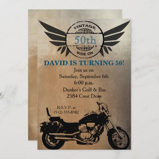 Invitation à l'anniversaire de la moto (Devant / Derrière)
