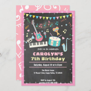 Invitation à l'anniversaire de la musique pink cha