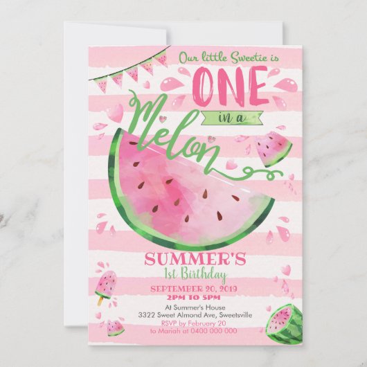 Invitation à l'anniversaire de la pastèque (Devant)