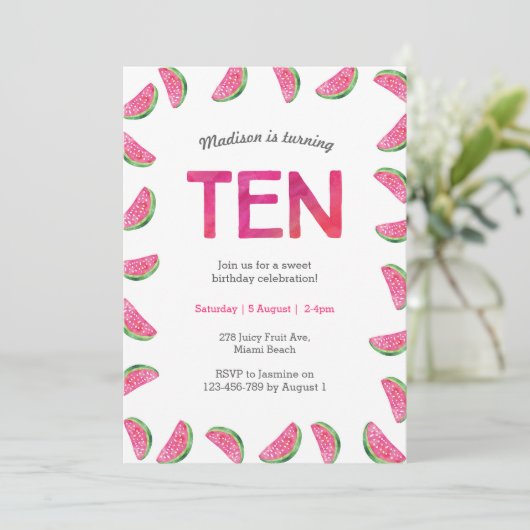 Invitation à l'anniversaire de la pastèque pour le (Debout devant)