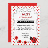 Invitation à l'anniversaire de la petite Ladybug R (Devant / Derrière)