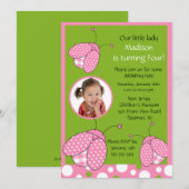 Invitation à l'anniversaire de la photo Sweet Pink (Devant / Derrière)