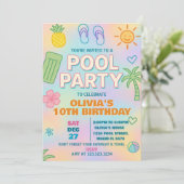 Invitation à l'anniversaire de la piscine de fête (Debout devant)