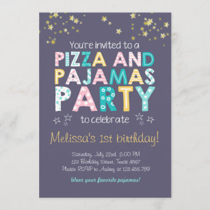 Invitation à l'anniversaire de la pizza et du pyja