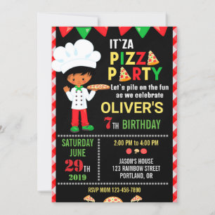 Invitation à l'anniversaire de la pizza Petit chef