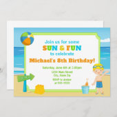 Invitation à l'anniversaire de la plage (Devant / Derrière)