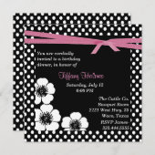 Invitation à l'anniversaire de la Polka noire et b (Devant / Derrière)