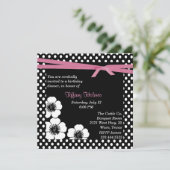 Invitation à l'anniversaire de la Polka noire et b (Debout devant)