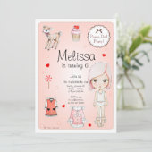 Invitation à l'anniversaire de la poupée papier (Debout devant)