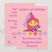 Invitation à l'anniversaire de la princesse (Devant / Derrière)
