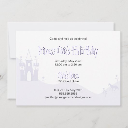 Invitation à l'anniversaire de la princesse (Dos)