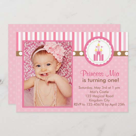 Invitation à l'anniversaire de la princesse avec p (Devant / Derrière)