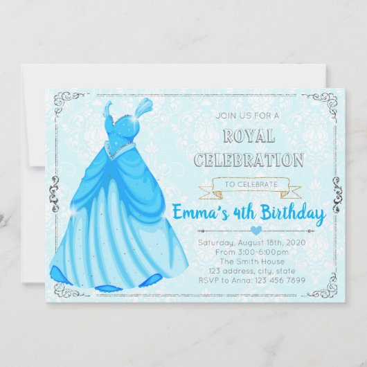 Invitation à l'anniversaire de la princesse bleue (Devant)