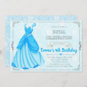 Invitation à l'anniversaire de la princesse bleue (Devant / Derrière)