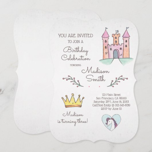 Invitation à l'anniversaire de la princesse de Wat (Devant / Derrière)