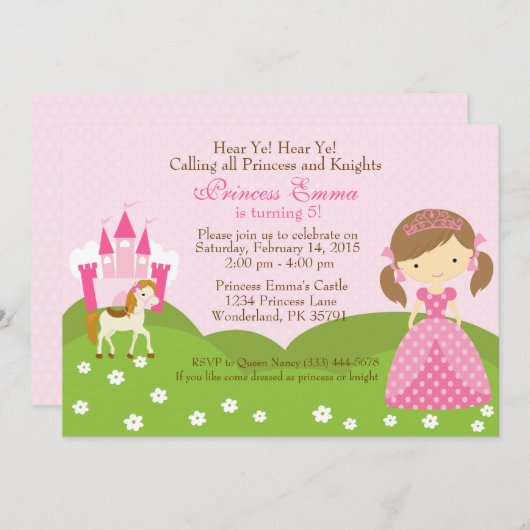 Invitation à l'anniversaire de la princesse du che (Devant / Derrière)