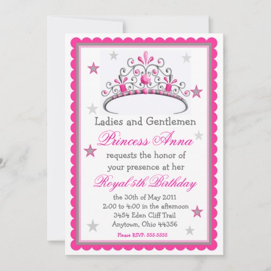 Invitation à l'anniversaire de la princesse Tiara (Devant)