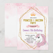 Invitation à l'anniversaire de la princesse Unicor (Devant / Derrière)