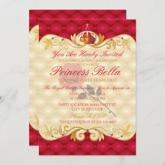 Invitation à l'anniversaire de la Royal Princess, (Devant / Derrière)