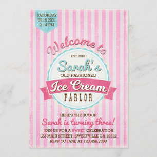Invitation à l'anniversaire de la salle de crème g
