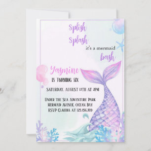 invitation à l'anniversaire de la sirène éclabouss