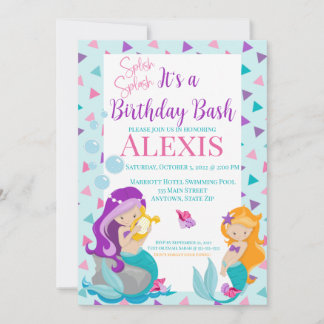 Invitation à l'anniversaire de la sirène, fête de