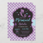 Invitation à l'anniversaire de la sirène sous le S (Devant / Derrière)