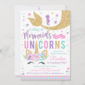 Invitation à l'anniversaire de la Sirène Unicorne (Devant)