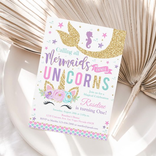 Invitation à l'anniversaire de la Sirène Unicorne