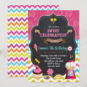 Invitation à l'anniversaire de la terre des bonbon (Devant / Derrière)
