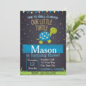 Invitation à l'anniversaire de la tortue (bleu) (Debout devant)