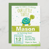 Invitation à l'anniversaire de la tortue verte (Devant / Derrière)