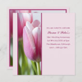 Invitation à l'anniversaire de la tulipe rose (Devant / Derrière)