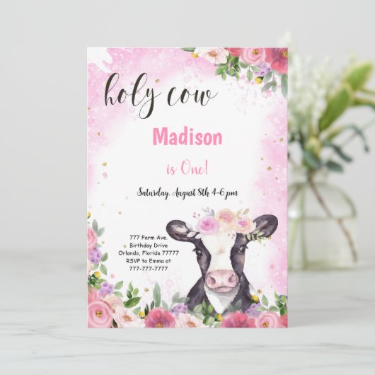 Invitation à l'anniversaire de la vache (Debout devant)