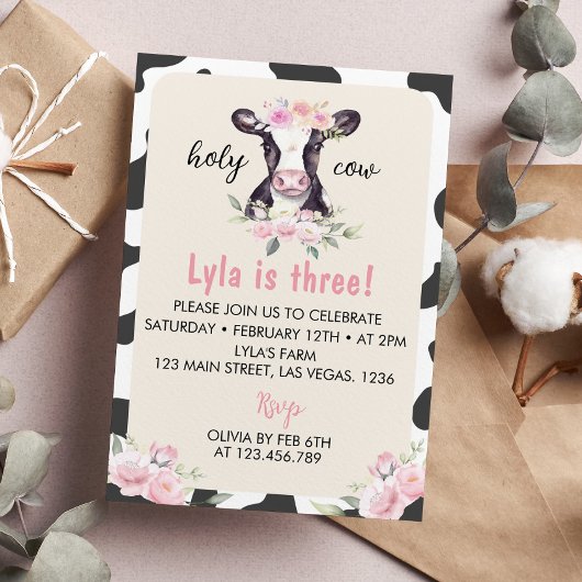 Invitation à l'anniversaire de la vache de ferme